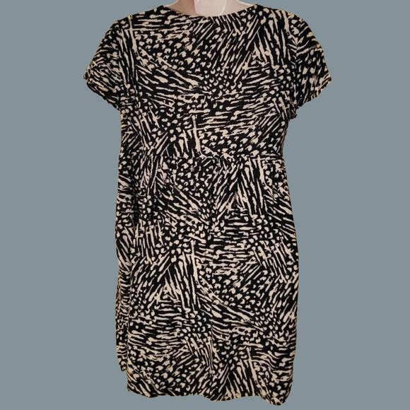 Mossimo Black and Beige Print Short Sleeve Empire Waist Swing Dress, Size S - Picture 2 of 6